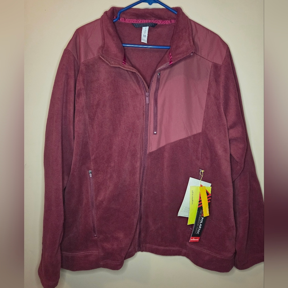 Men's XL All In Motion Polartec Fleece Jacket Coat NWT Burgundy